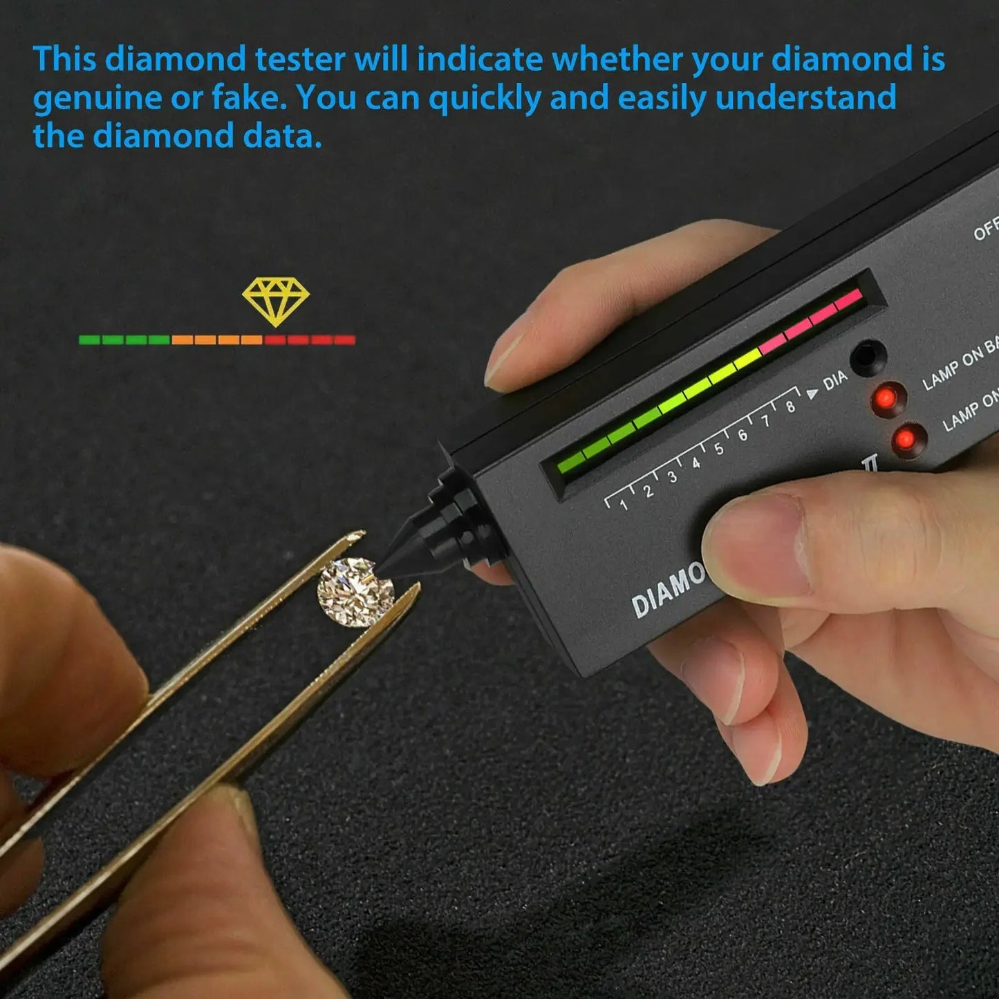 Portable Diamond Tester Selector Illuminated Jewelry Gemstone Testing Tool Kit Anti Spier