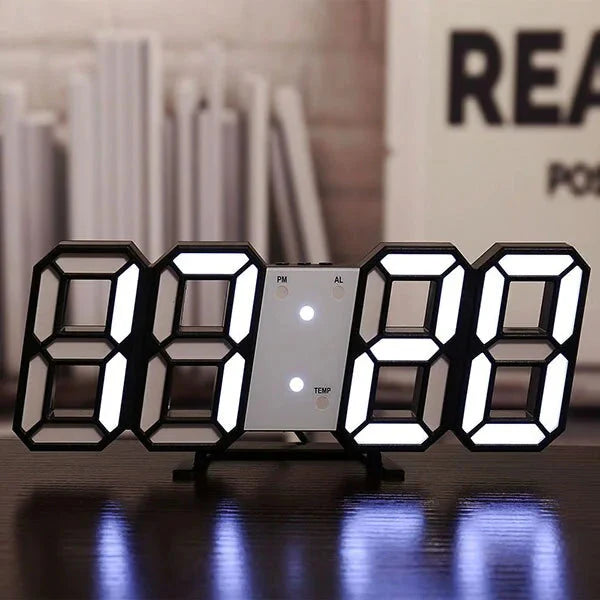 Digital 3D LED Big Wall Desk Alarm Clock Snooze 12/24 Hours Auto Brightness USB Anti Spier
