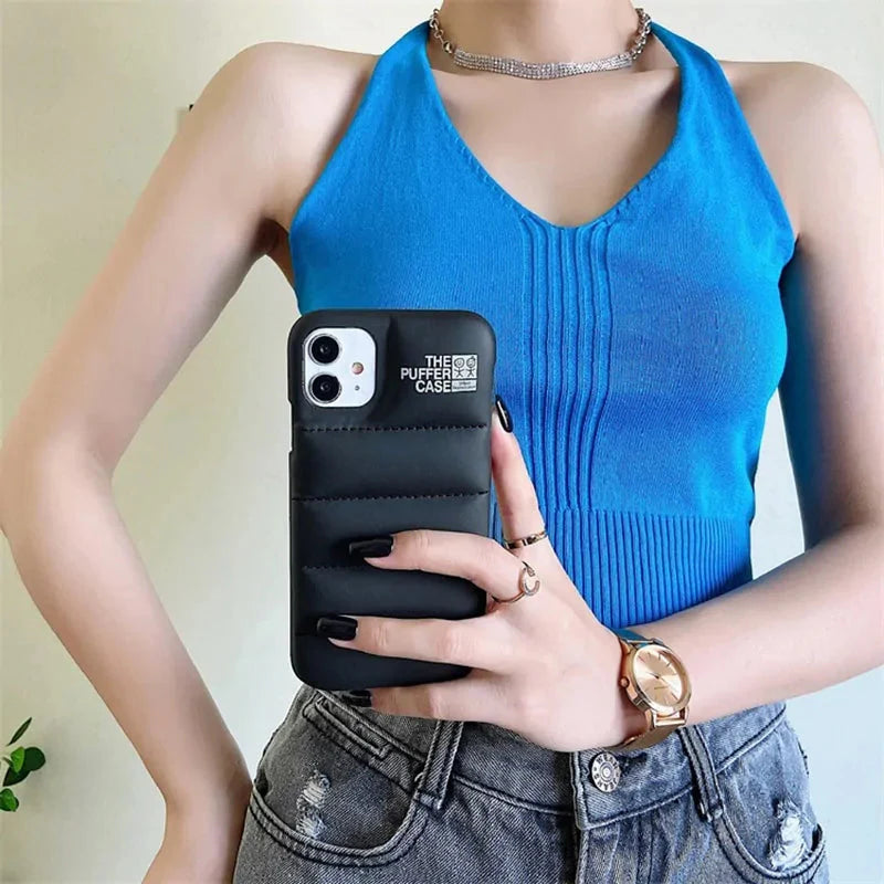 Fashion Brand Down Jacket Phone Case For iPhone Anti Spier