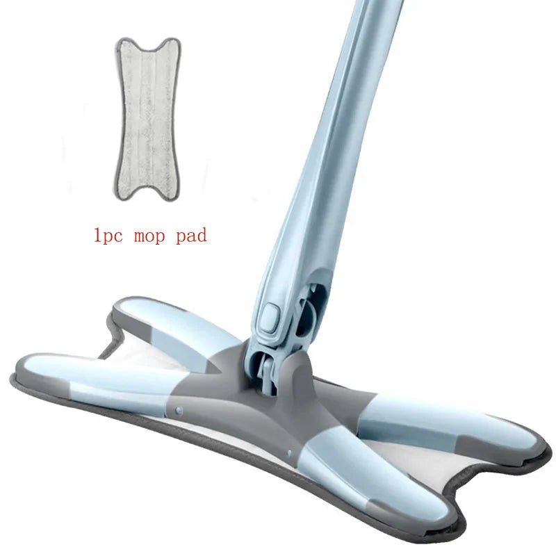 X-Type Floor Mop With 3 Pieces Reusable Microfiber Anti Spier