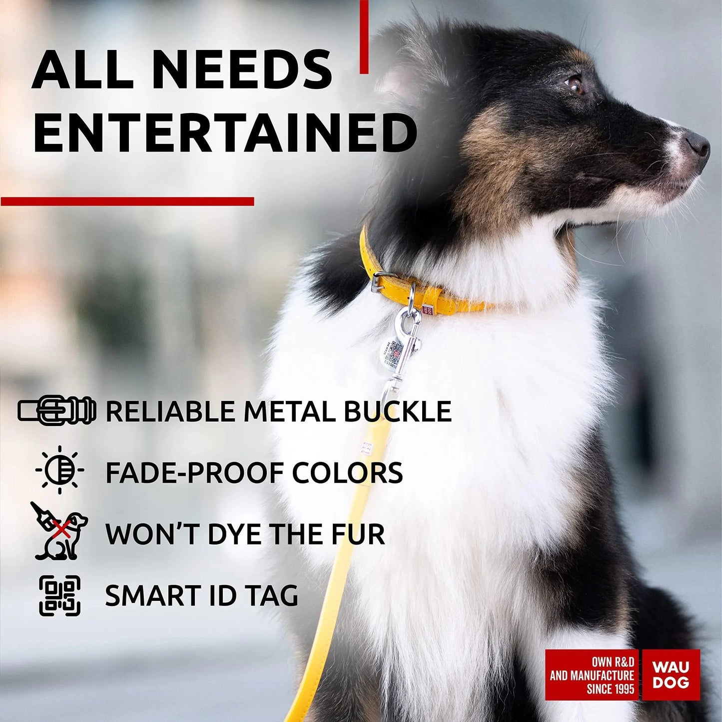 Ultra Soft Rolled Leather Dog Collar 2124 inch Neck Yellow Padded Dog Collars Anti Spier