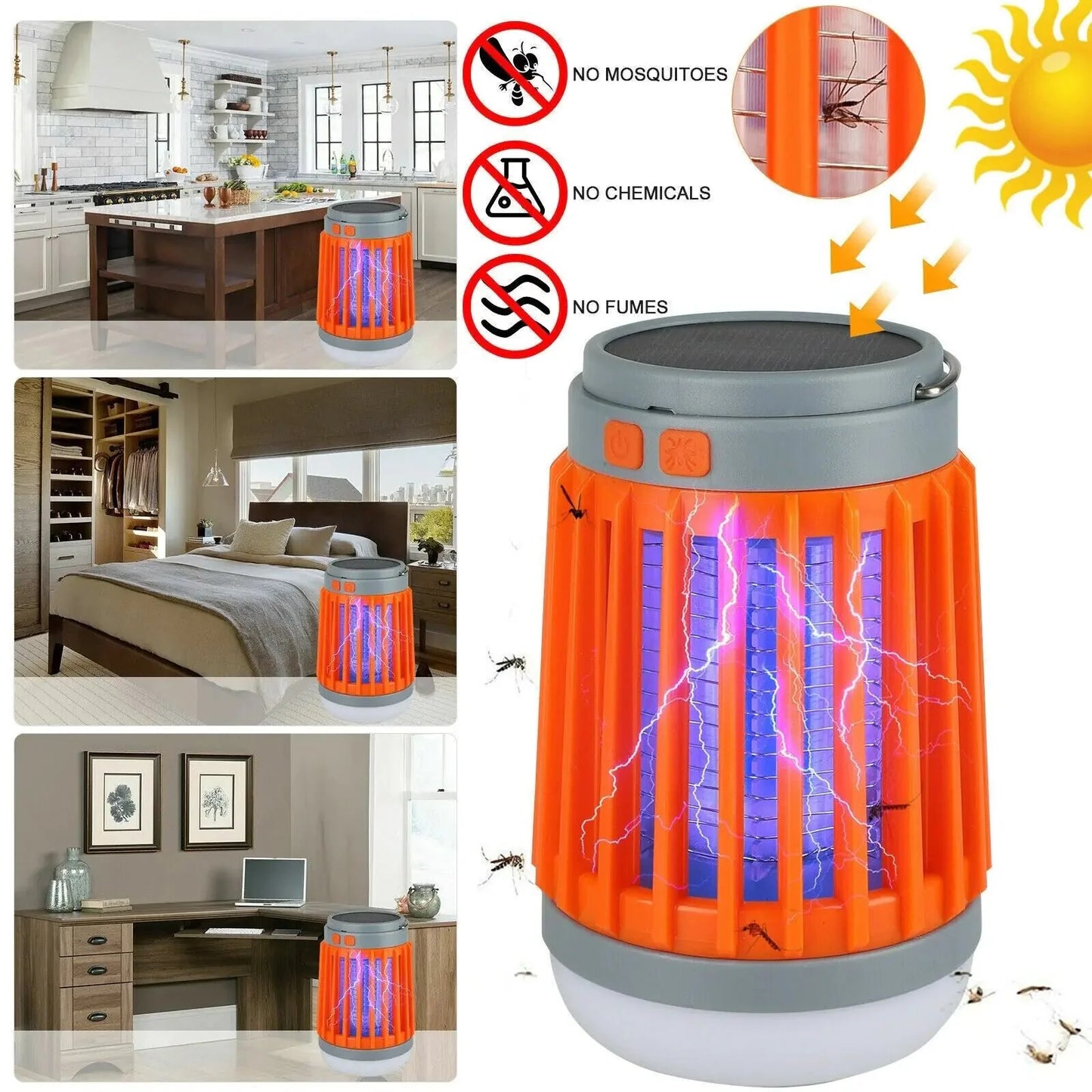 Solar USB Mosquito Killer Light Electronic Fly Bug Insect Zapper Trap Pest Lamp Anti Spier