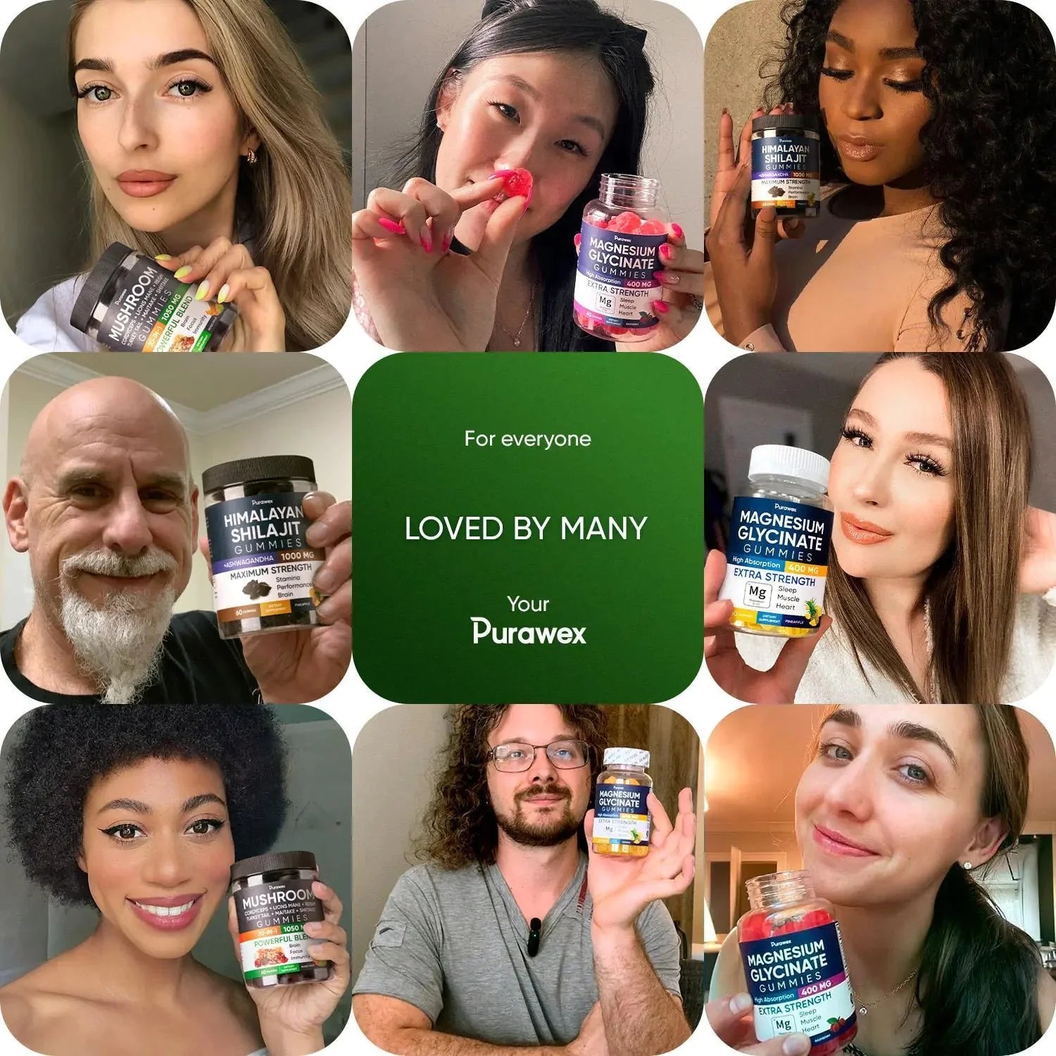 Purawex Mushroom Gummies, 20 in 1 Mushroom Complex 1050 MG, Cordyceps, Reishi, Anti Spier