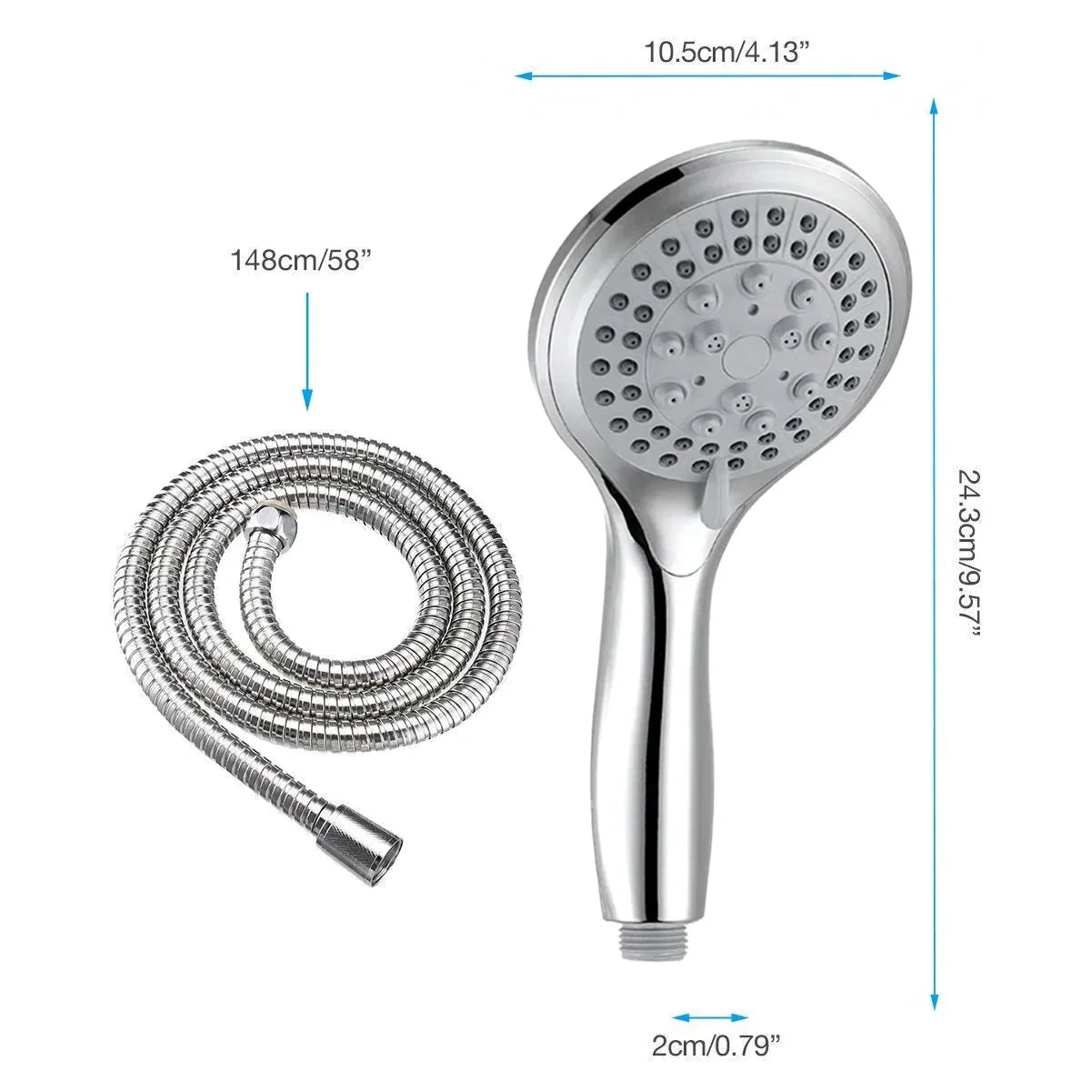 High Pressure Shower Head 5 Settings Handheld Shower Heads Spray With 5 FT Hose Anti Spier