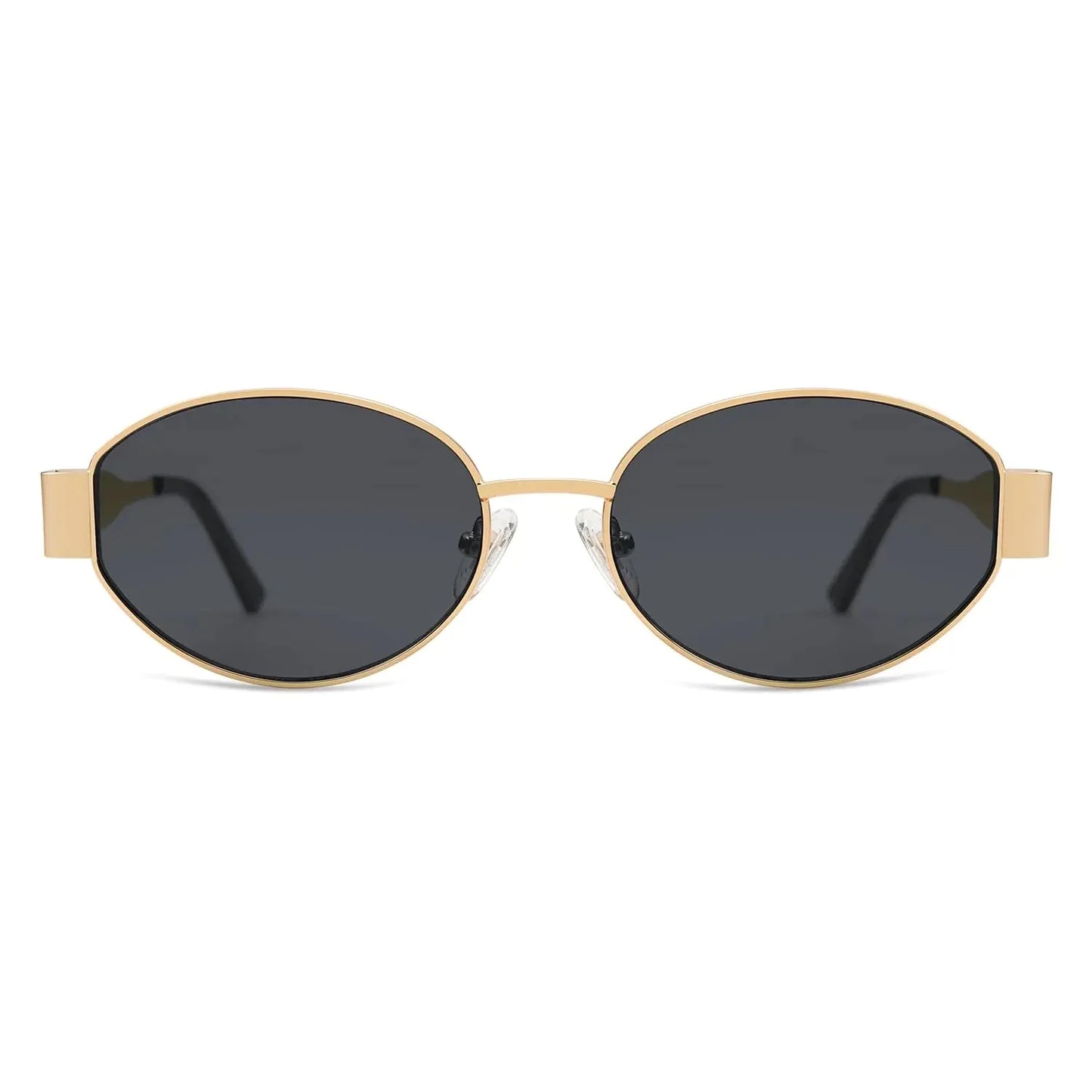 SOJOS Retro Oval Sunglasses for Women Men Trendy Sun Glasses Classic Shades UV400 Protection SJ1217 Gold/Grey Anti Spier