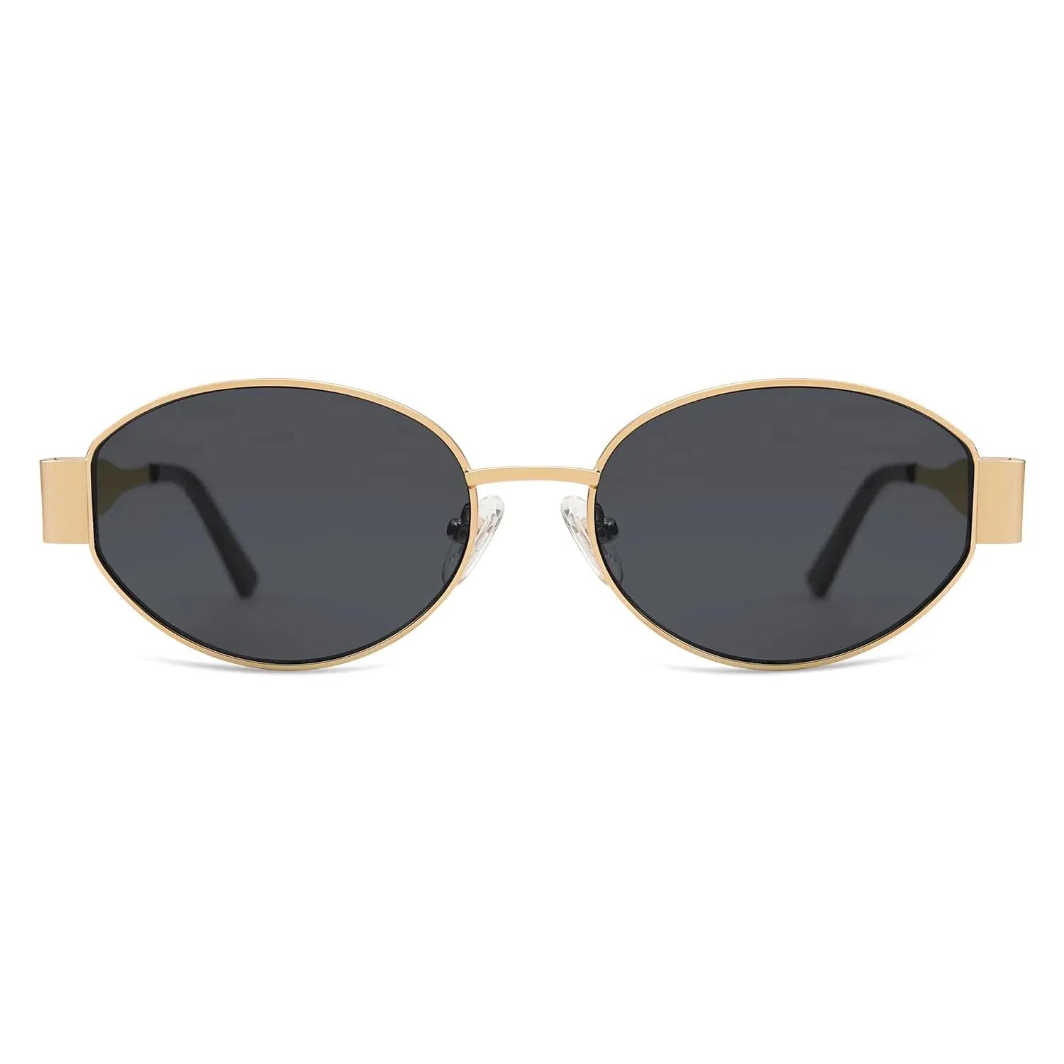 SOJOS Retro Oval Sunglasses for Women Men Trendy Sun Glasses Classic Shades UV400 Protection SJ1217 Gold/Grey Anti Spier