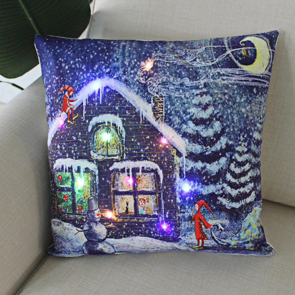 Super Soft Plush Christmas LED Lantern Pillowcase Anti Spier