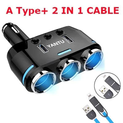 12V-24V Car splitter Cigarette Lighter Socket Plug Dual USB Charger Adapter Anti Spier