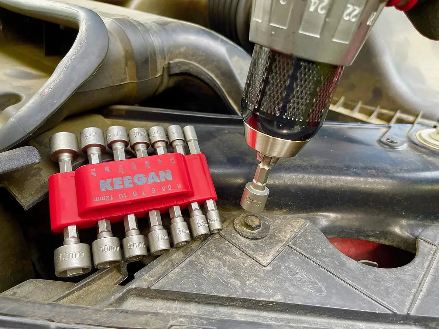 14 PCS Power Nut Driver Bit Set Quick Change MM & SAE Impact 1/4" Hex Shank USA Anti Spier