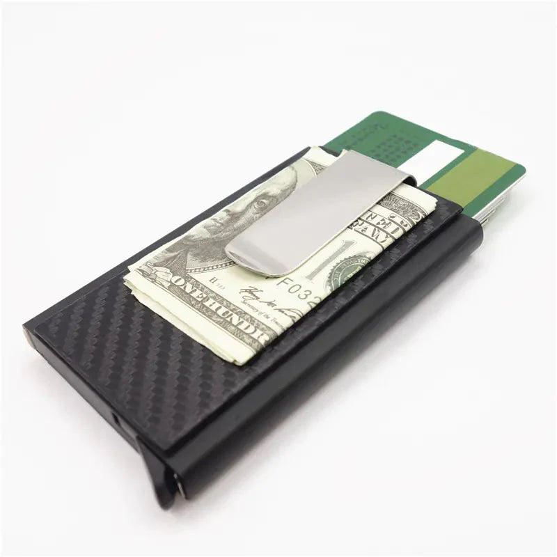 Aluminum Alloy RFID Wallet with Carbon Fiber Card Case Anti Spier