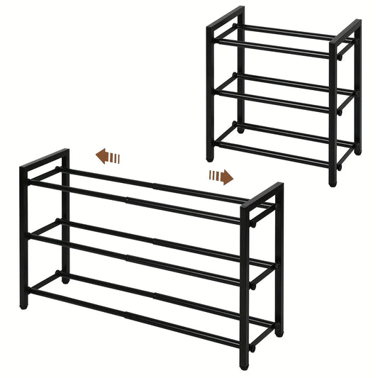 Expandable 3-Tier Metal Shoe Rack Anti Spier