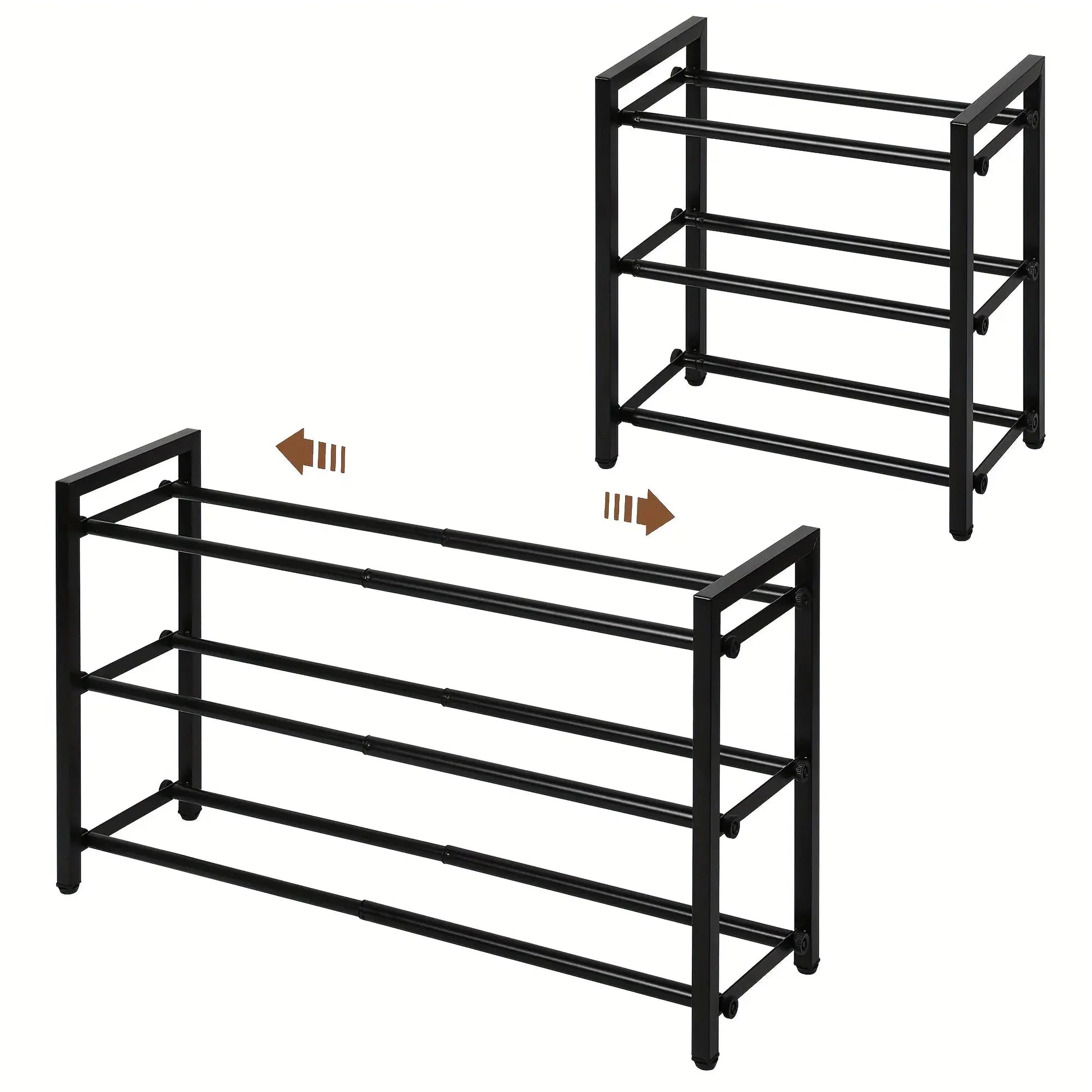 Expandable 3-Tier Metal Shoe Rack Anti Spier