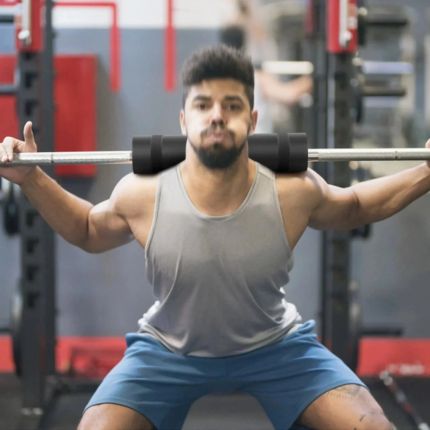 Barbell Squat Pad with Fixing Straps for Weightlifting Anti Spier