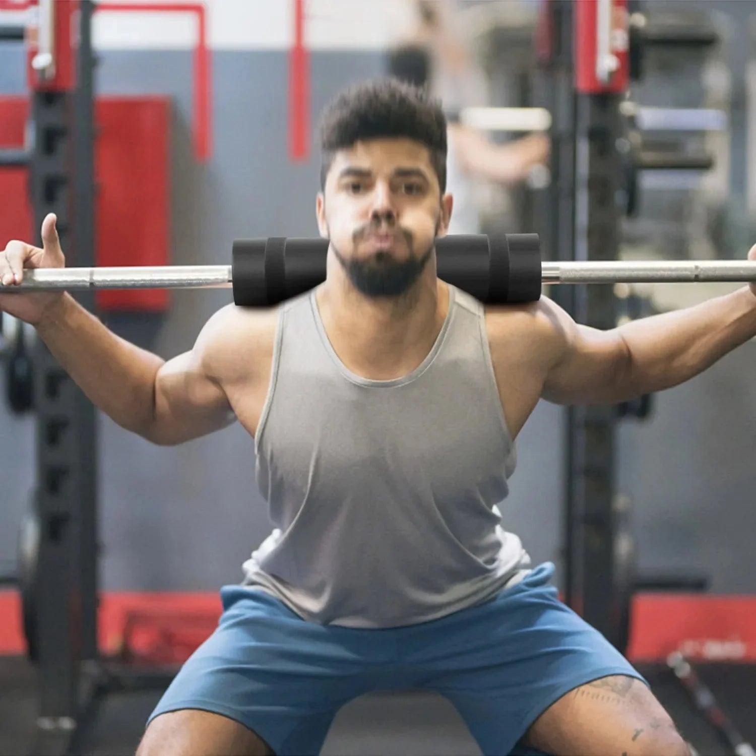 Barbell Squat Pad with Fixing Straps for Weightlifting Anti Spier