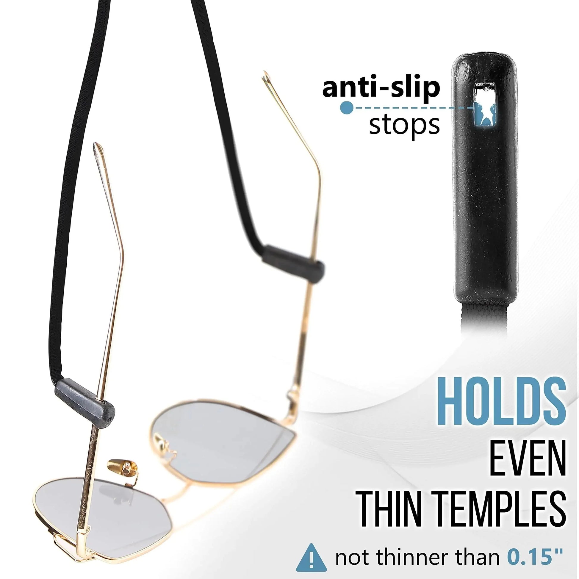 Eyeglasses String Holder Strap Glasses Cords 4 Pcs Black Adjustable 27 inch Long Anti Spier