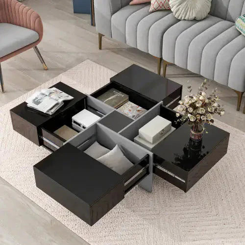 Unique Design Coffee Table With 4 Hidden Storage Compartments Anti Spier