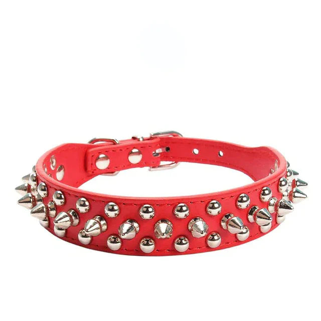 Spiked Studded Leather Dog Collar Rivets Pet Small Large Cat Pit Bull Adjustable Anti Spier