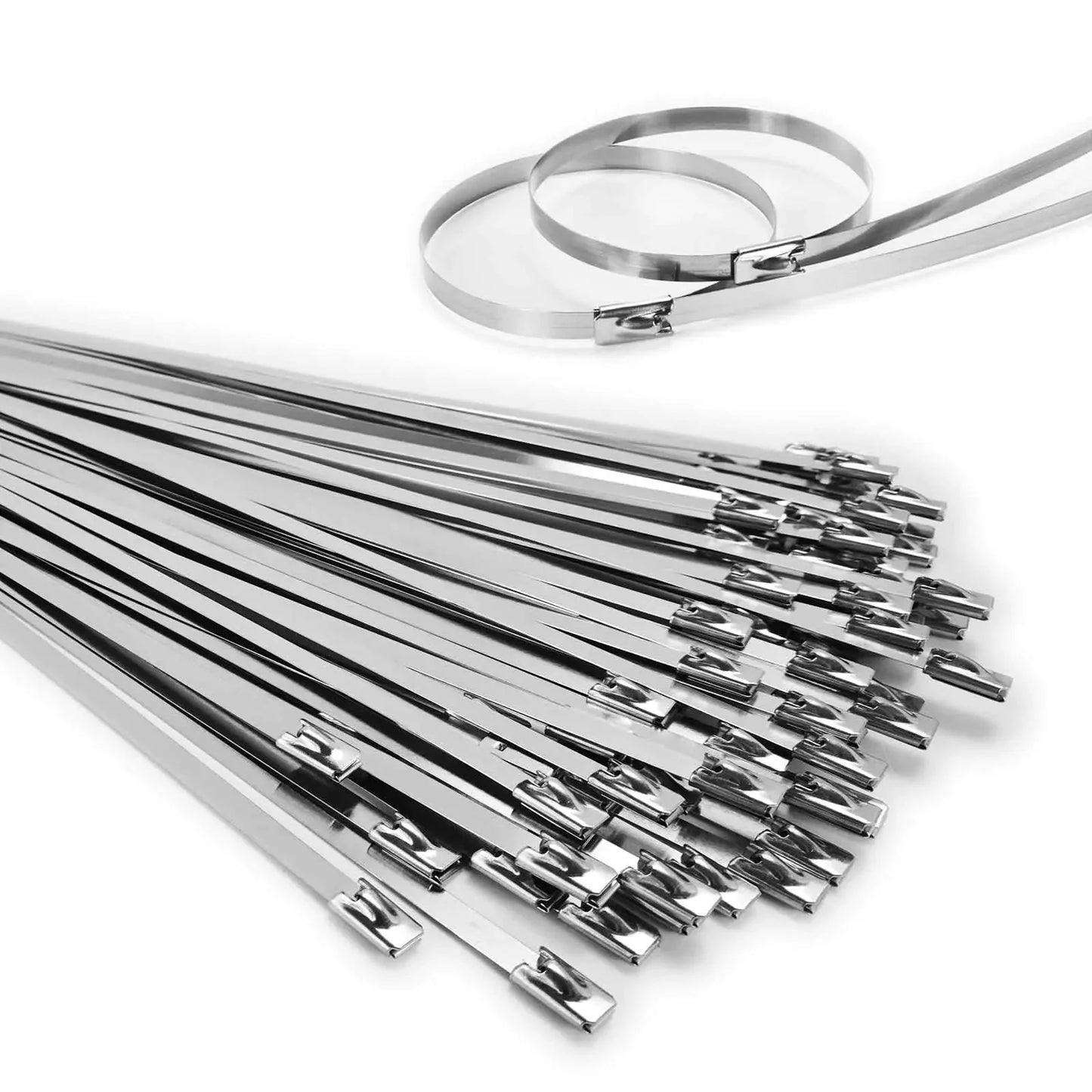 Chain Link fence Ties 100pcs Multi-Purpose Self-Locking Metal Zip Ties Stainless Steel Zip Ties 11.8inch Suitable for Machinery Exhaust Wrap Farms Pipes Roofs Cables and Outdoor Fence Anti Spier