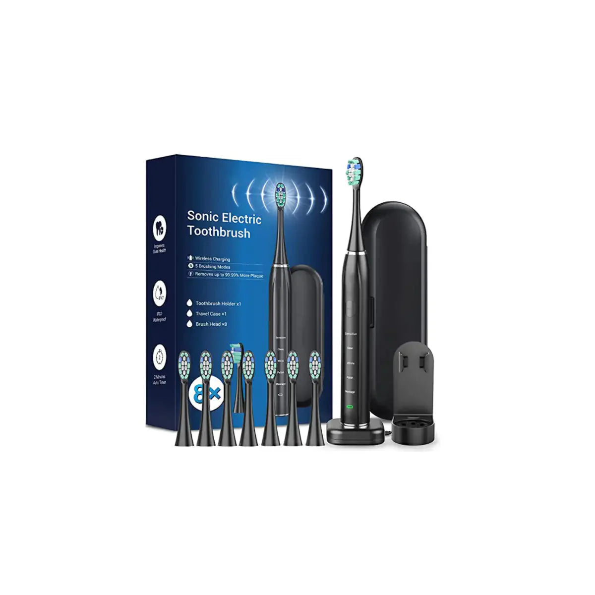 Smart Sonic Dental Care Toothbrush With 8 Brush Heads Anti Spier