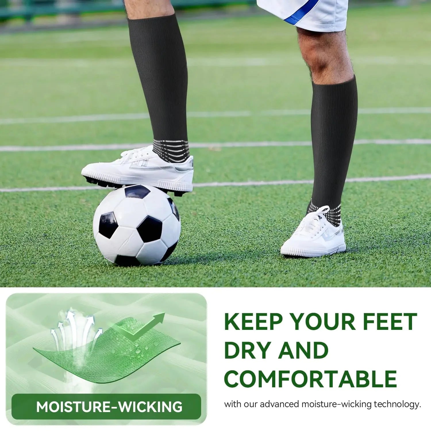 IRAMY Compressive Soccer Socks Ankle Compression Support Coolmax Wicking Anti-Slip Football Baseball Softball 1/2/3 Packs Small Red-two Packs Anti Spier