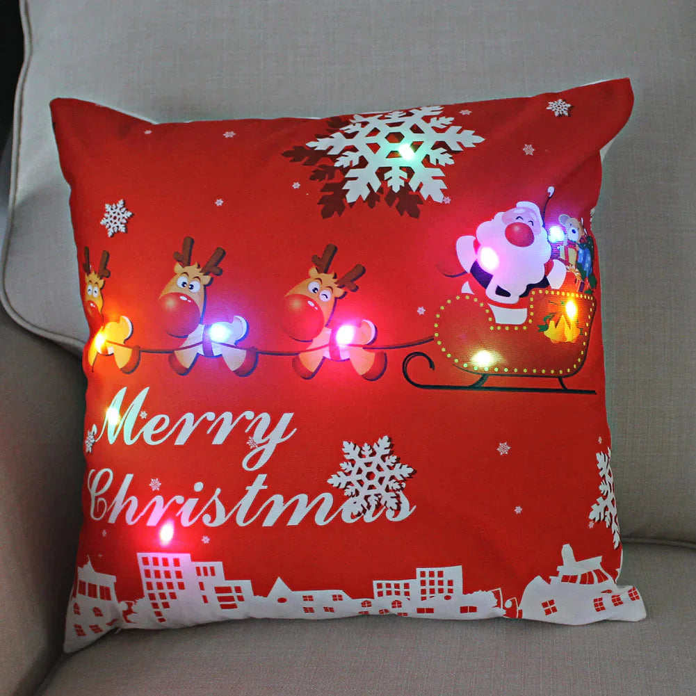 Super Soft Plush Christmas LED Lantern Pillowcase Anti Spier