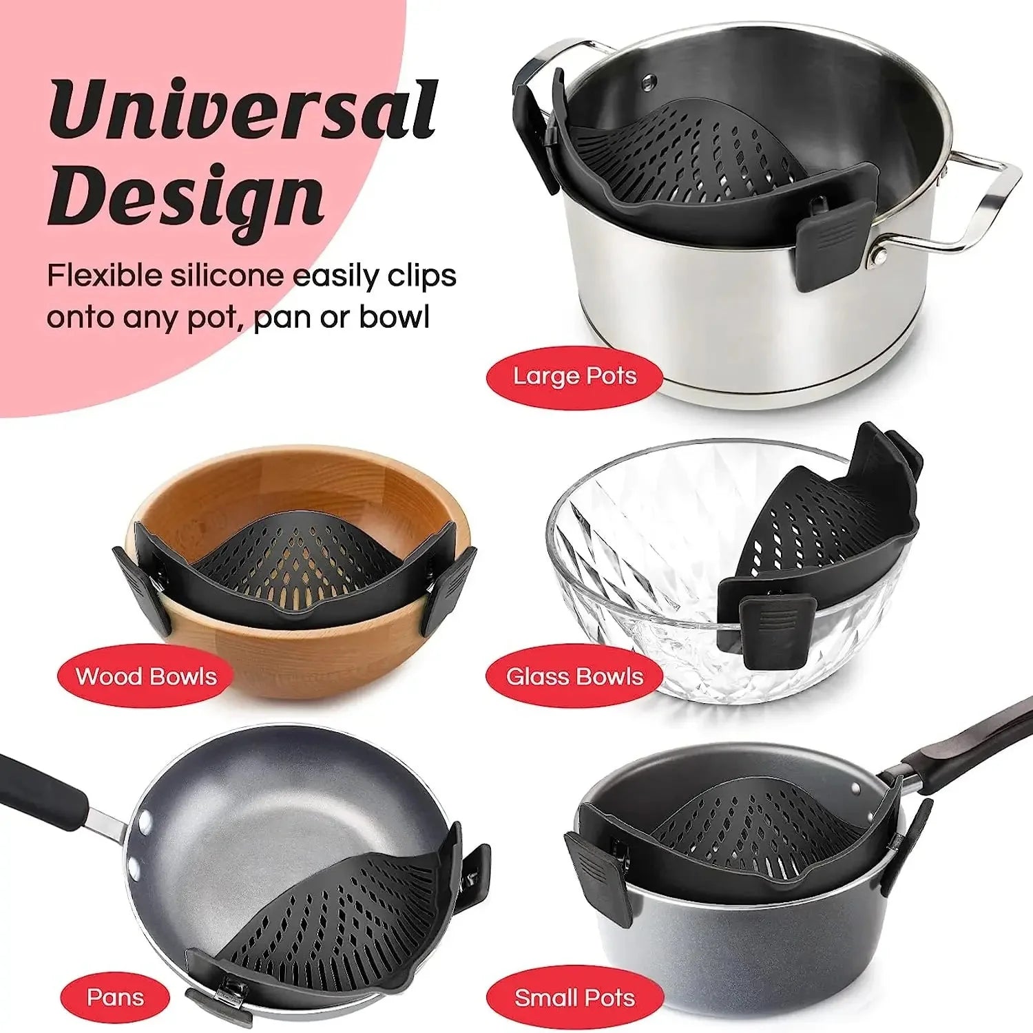 Multi-Functional Silicone Clip-On Strainer Anti Spier