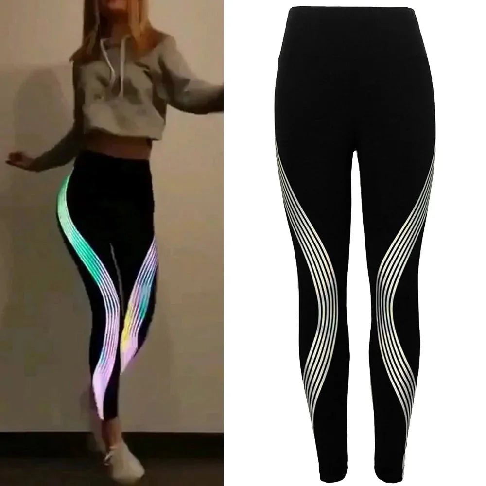Rainbow Reflective Leggings For Women Anti Spier