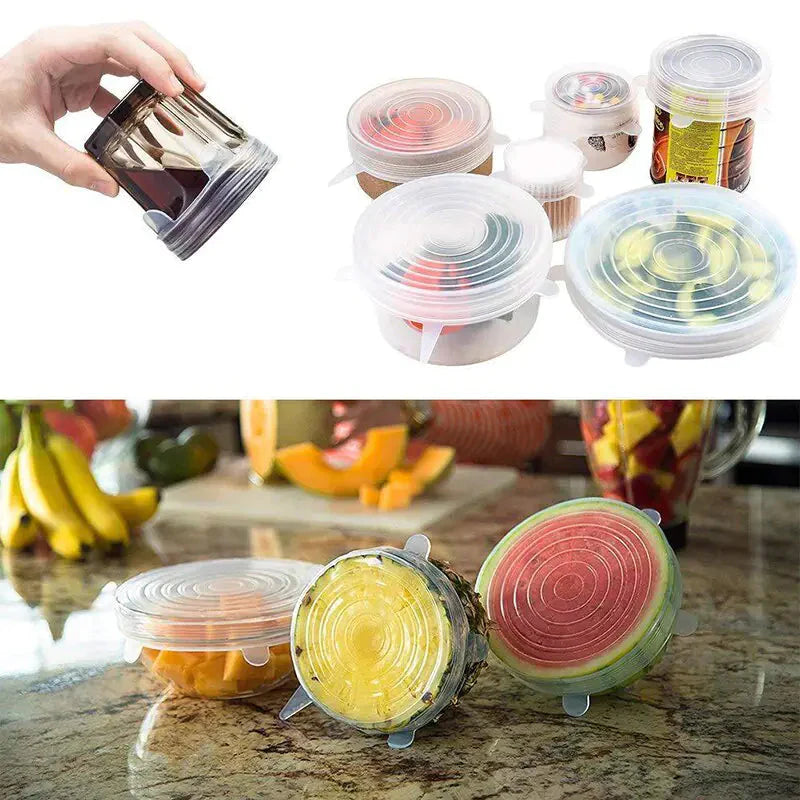 Silicone Stretch Lids Reusable Airtight Food Wrap Covers Anti Spier