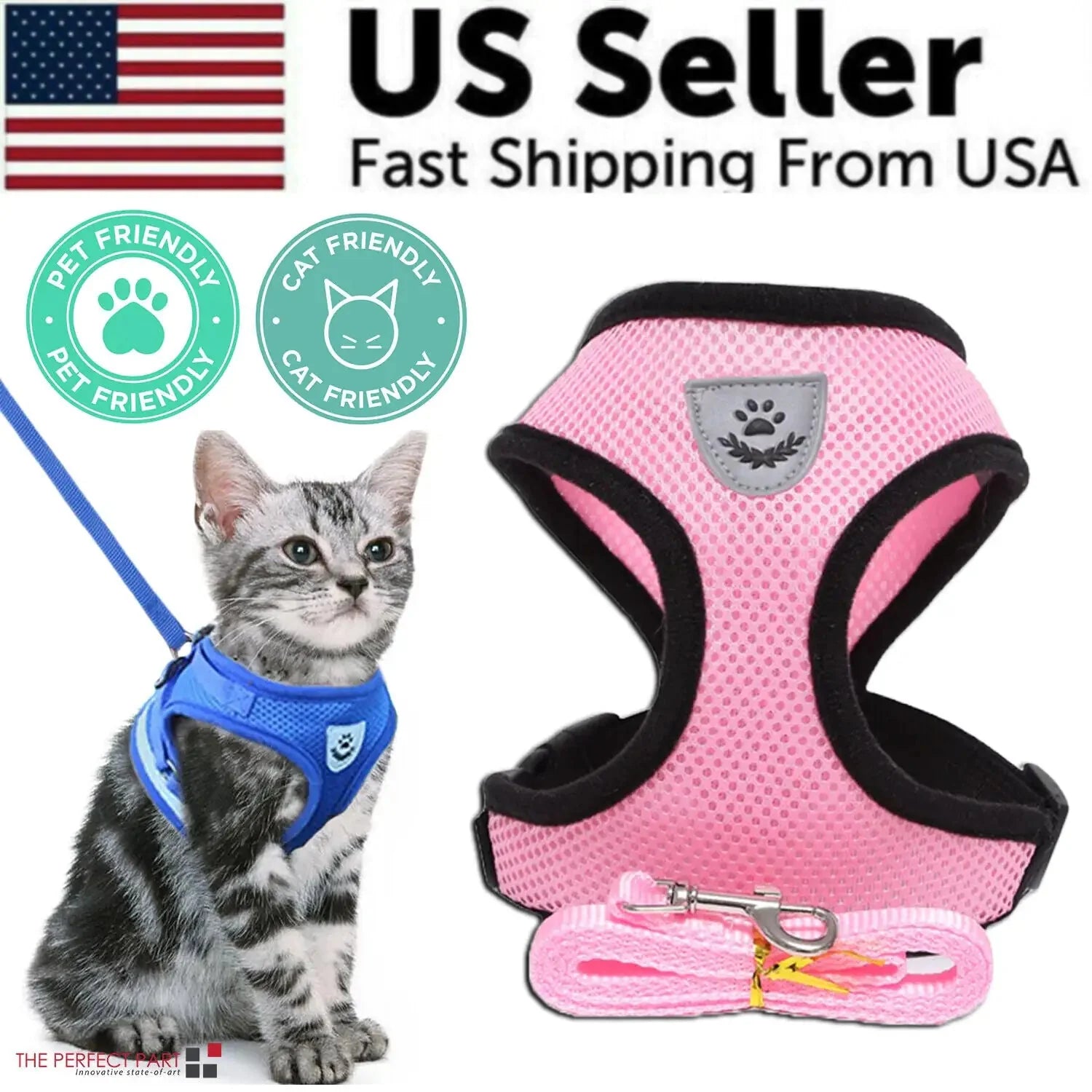 Cat Dog Pet Harness Adjustable Control Vest Dogs Reflective S M L XL Leash Anti Spier