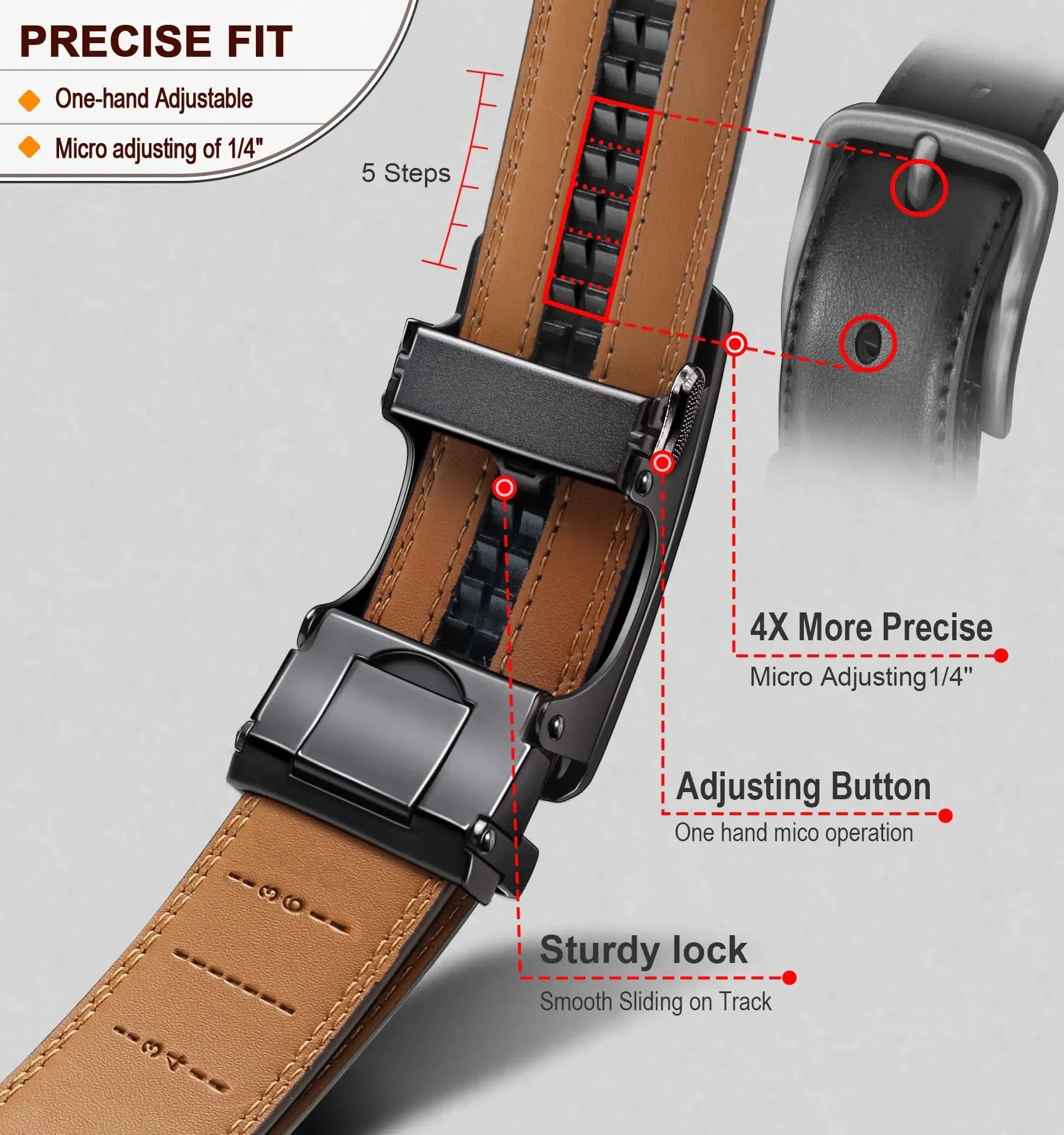 BULLIANT Men's Belt,Slide Ratchet Belt For Gift Men Dress Pant Shirt Oxfords,Trim To Fit Black847 44"-52"Waist Adjustable Anti Spier