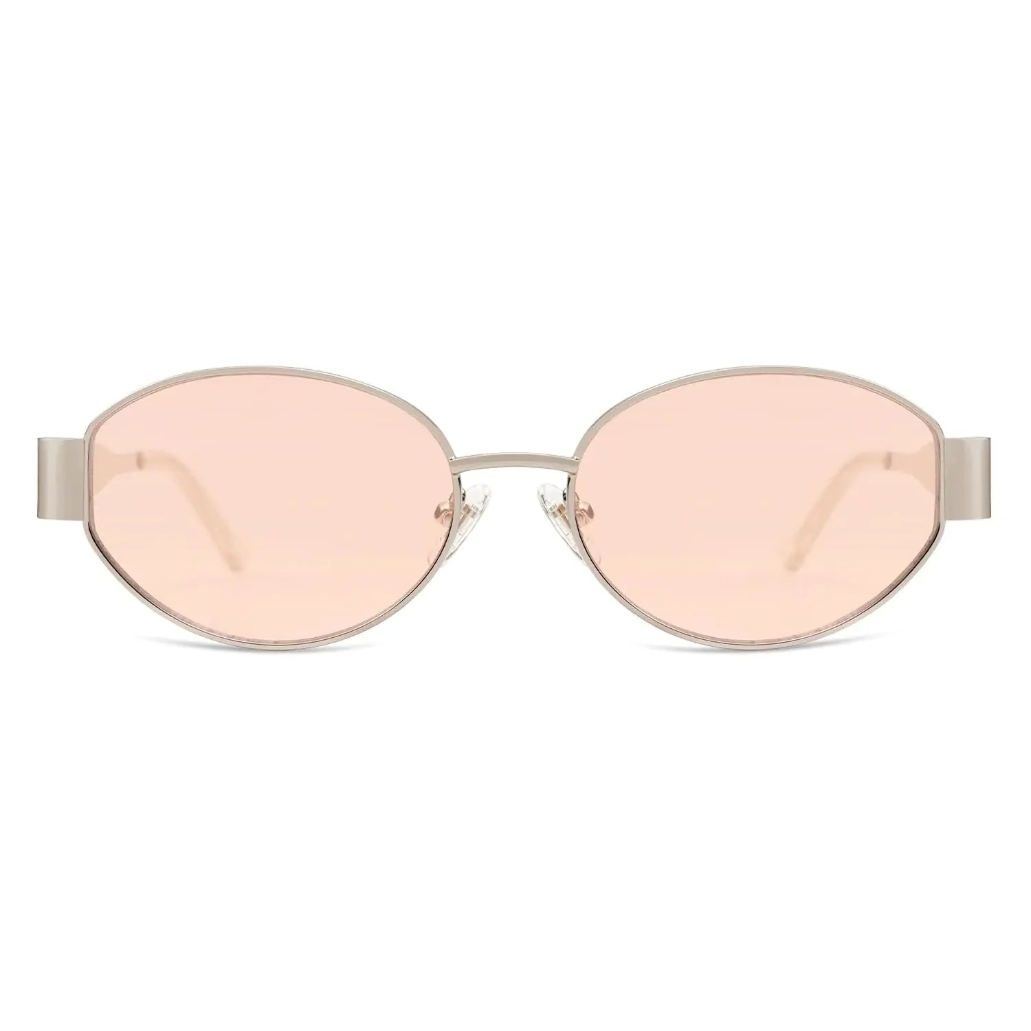 SOJOS Retro Oval Sunglasses for Women Men Trendy Sun Glasses Classic Shades UV400 Protection SJ1217 Light Gold/Light Brown Anti Spier