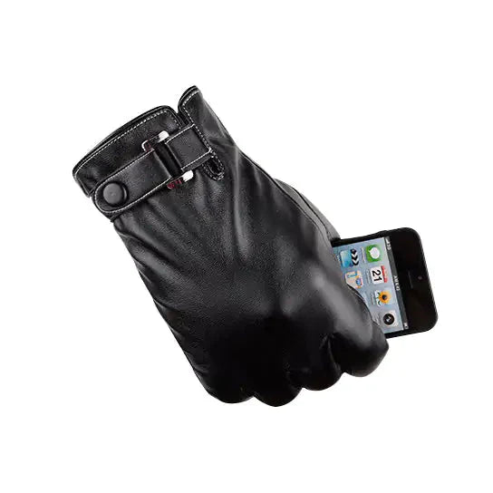 Autumn Warmth Stylish Vegan Leather Touch Smart Gloves Anti Spier