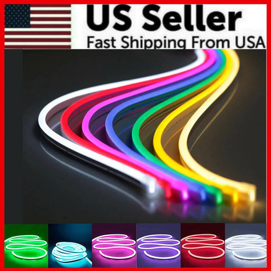 1M 2M 3M 5M 12V Flexible Sign Neon Lights Silicone Tube LED Strip Waterproof USA Anti Spier
