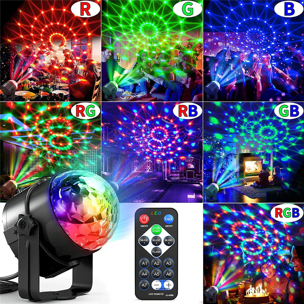 Disco Party Lights Strobe LED DJ Ball Sound Activated Bulb Dance Lamp Decoration Anti Spier