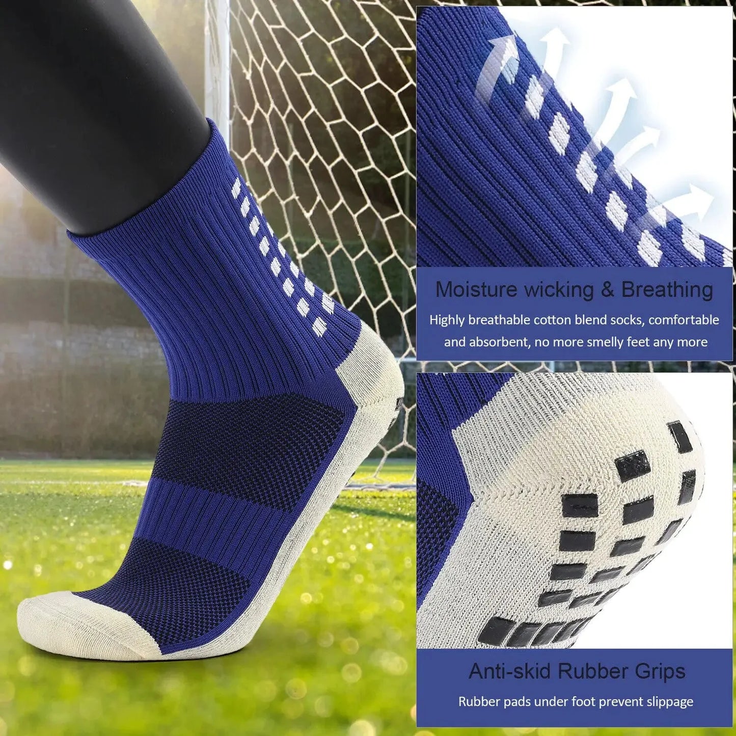 3 Pair Sport Socks Anti Slip W/ Grip Soccer Men Football Basketball Sock Premium Anti Spier