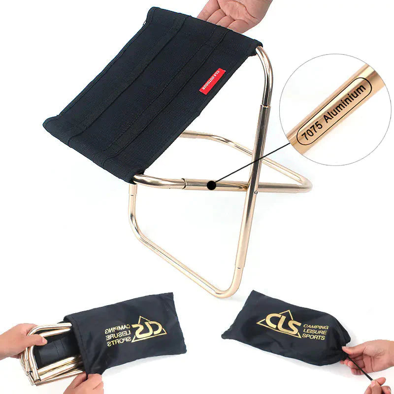 Outdoor Folding Chair - 7075 Aluminum Fishing Stool Anti Spier