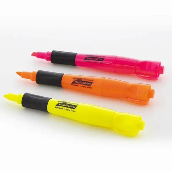 Yellow Fluorescent Highlighters with Cushion Grip (3/Pack) Anti Spier