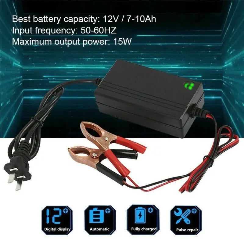 Portable 12V Auto Car Battery Charger Truck Trickle Maintainer Boat Motorcycle Anti Spier