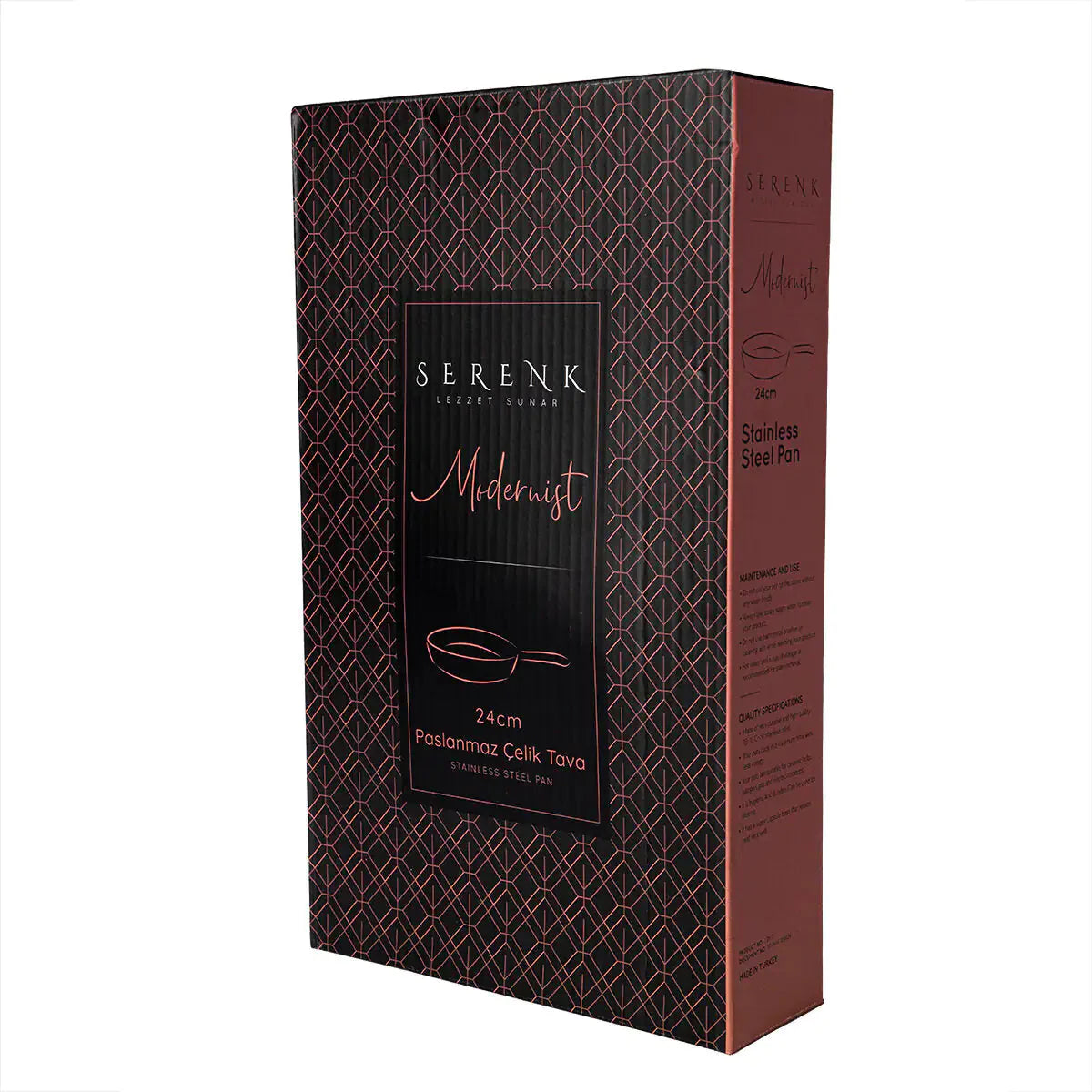 Serenk Modernist Stainless Steel Frying Pan 24 cm Anti Spier