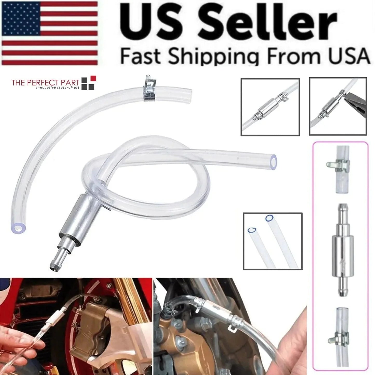 Car Motorcycle Clutch Brake Bleeder Hose One Way Valve Tube Bleeding Tool Set US Anti Spier