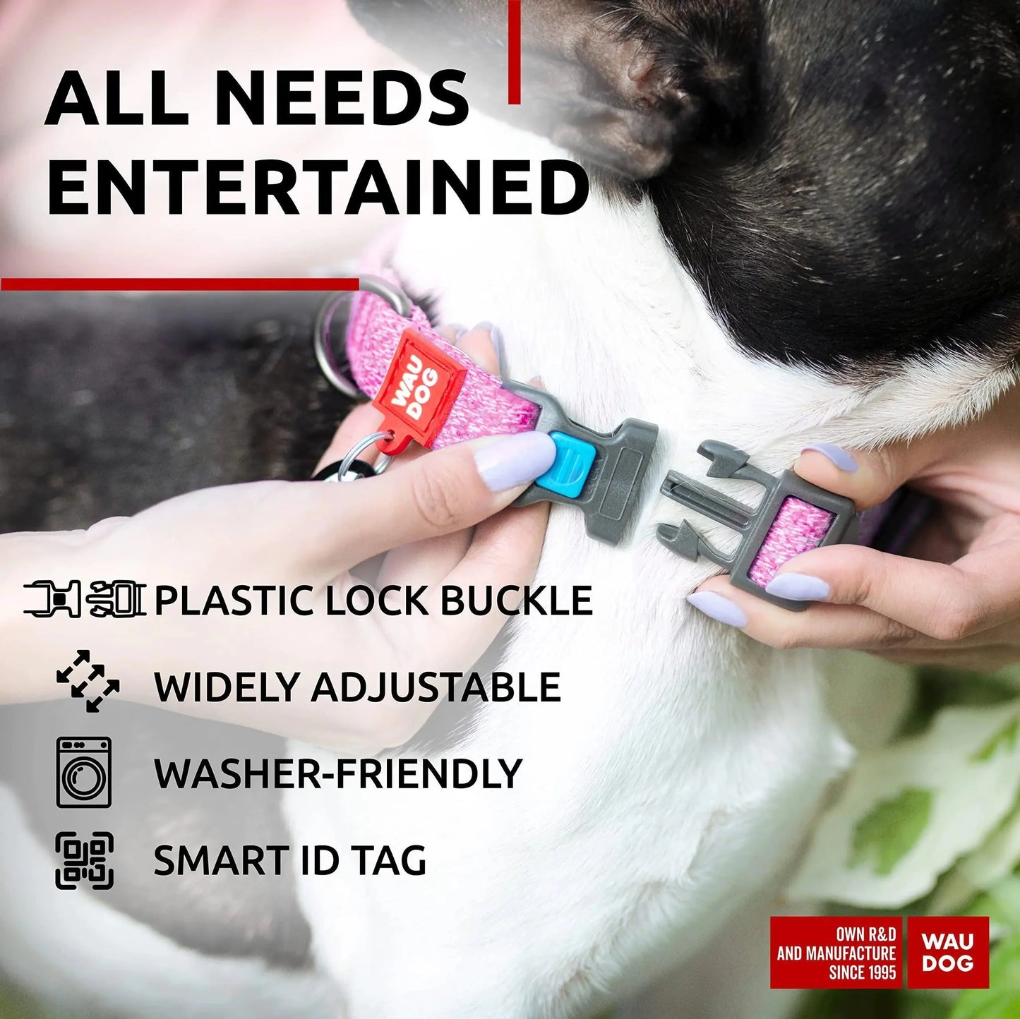 Reflective Cotton Dog Collar Eco Friendly Alt to Nylon Collar 10  16 in Neck x Anti Spier