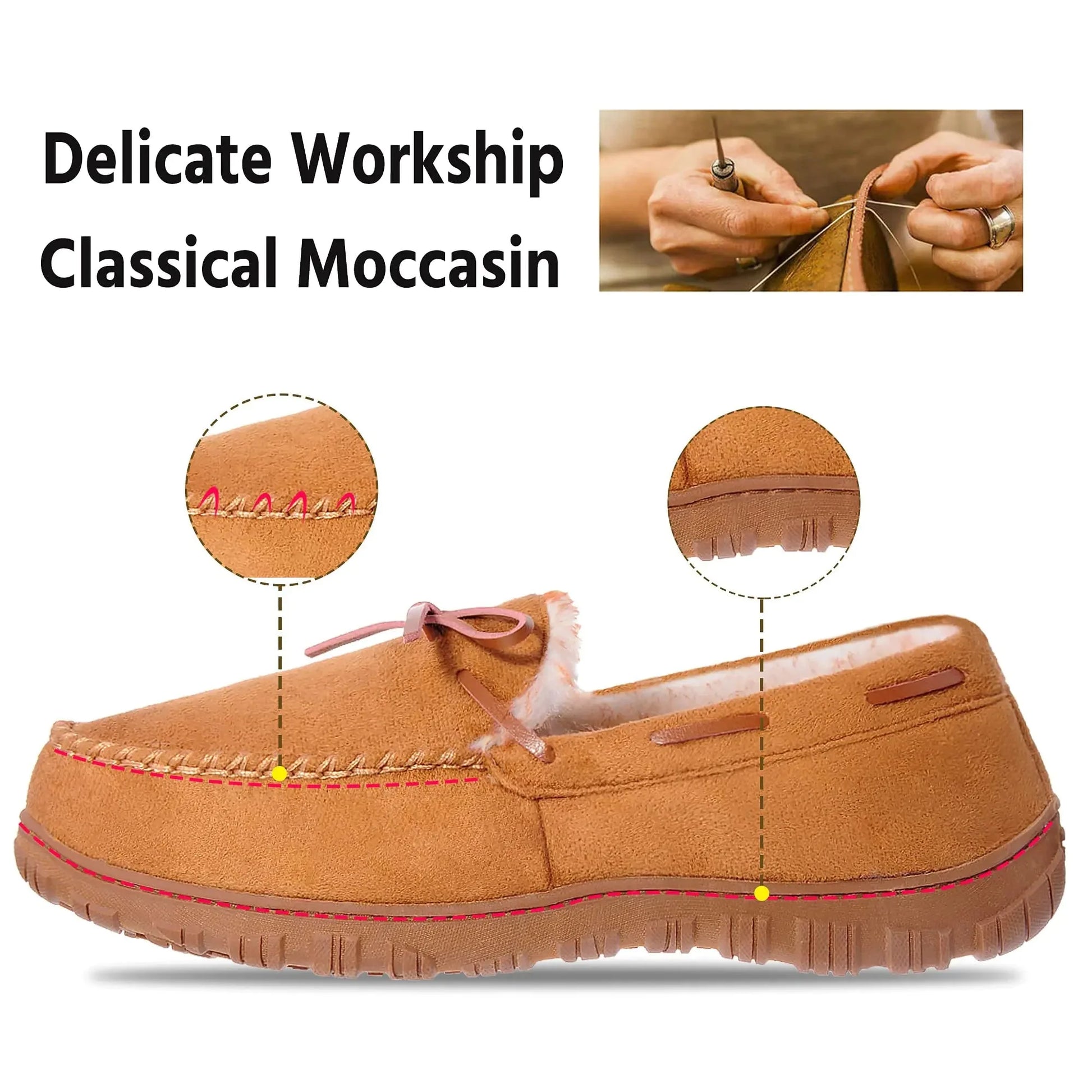 MIXIN Mens Slippers Indoor Outdoor Memory Foam House Shoes Anti-Slip Moccasins Slippers for Men 9 Brown Anti Spier