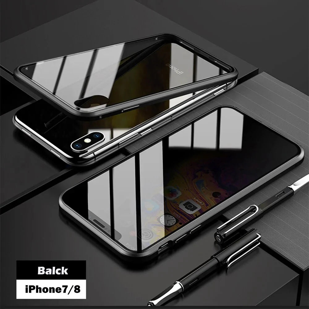 Anti-Peep Magnetic Metal Phone Case For iPhone Anti Spier