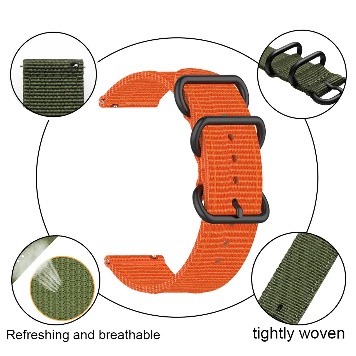 18mm 20mm 22mm Durable Military Woven Nylon Wrist Watch Band Quick Release Strap - Anti Spier 