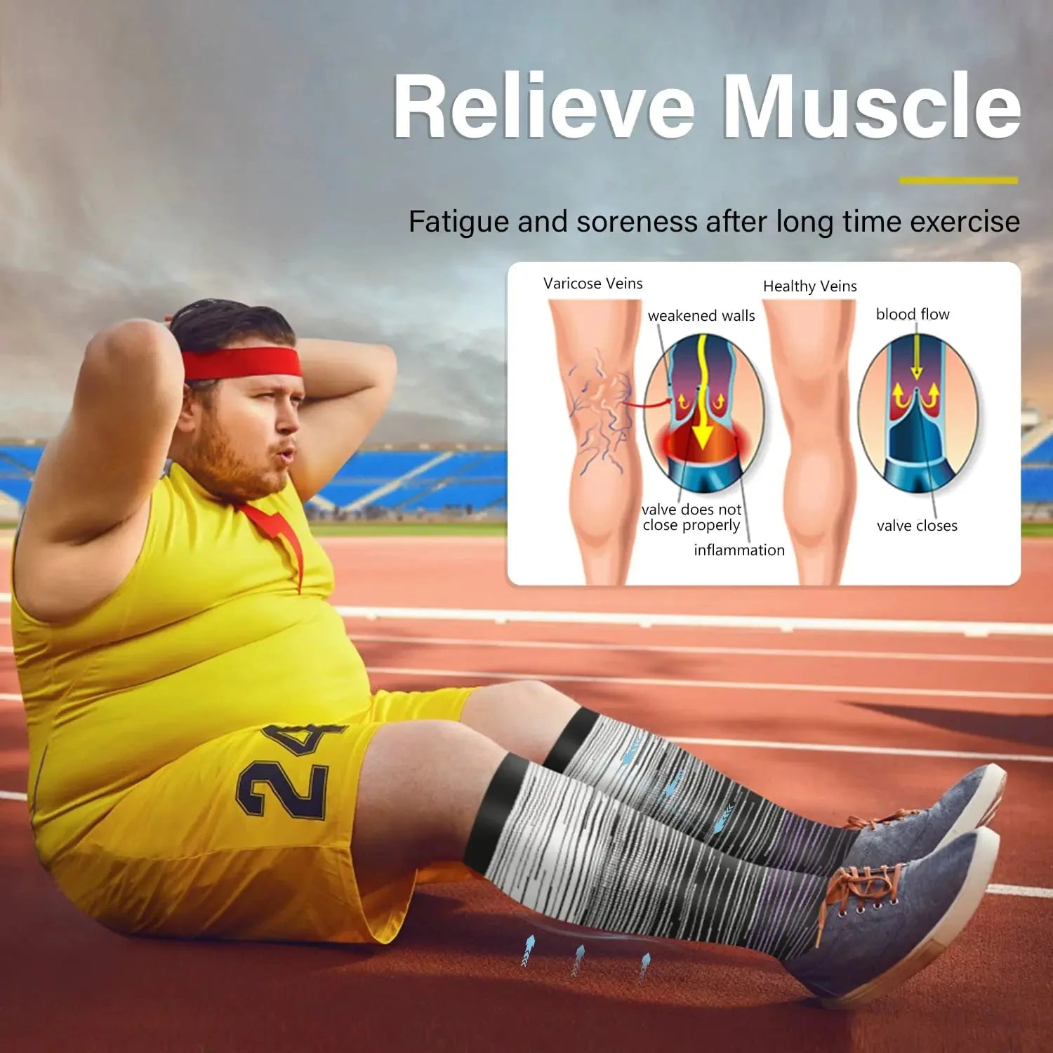 Diu Life 3 Pairs Plus Size Compression Socks for Women and Men Wide Calf Extra Knee High Support for Circulation 02 Gray/Pink/Blue 4X-Large Anti Spier