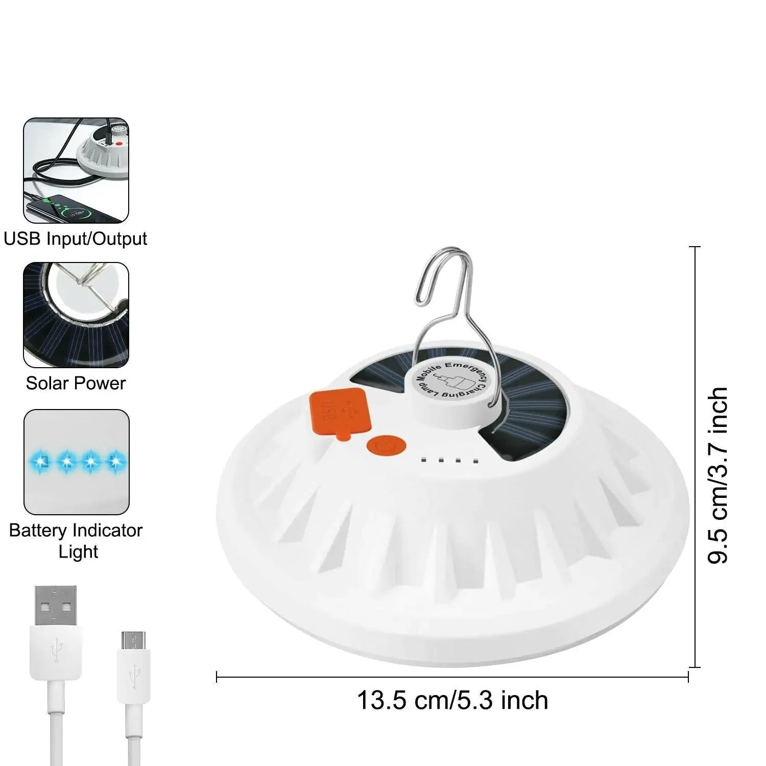 Rechargeable 60 LED Outdoor Camping Tent Light USB & Solar Lantern Hiking Lamp Anti Spier