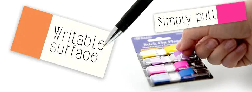 25 Ct. 1" x 1.7" Yellow Color Printed Sign Here Flags w/ Dispenser (2/Pack) Anti Spier