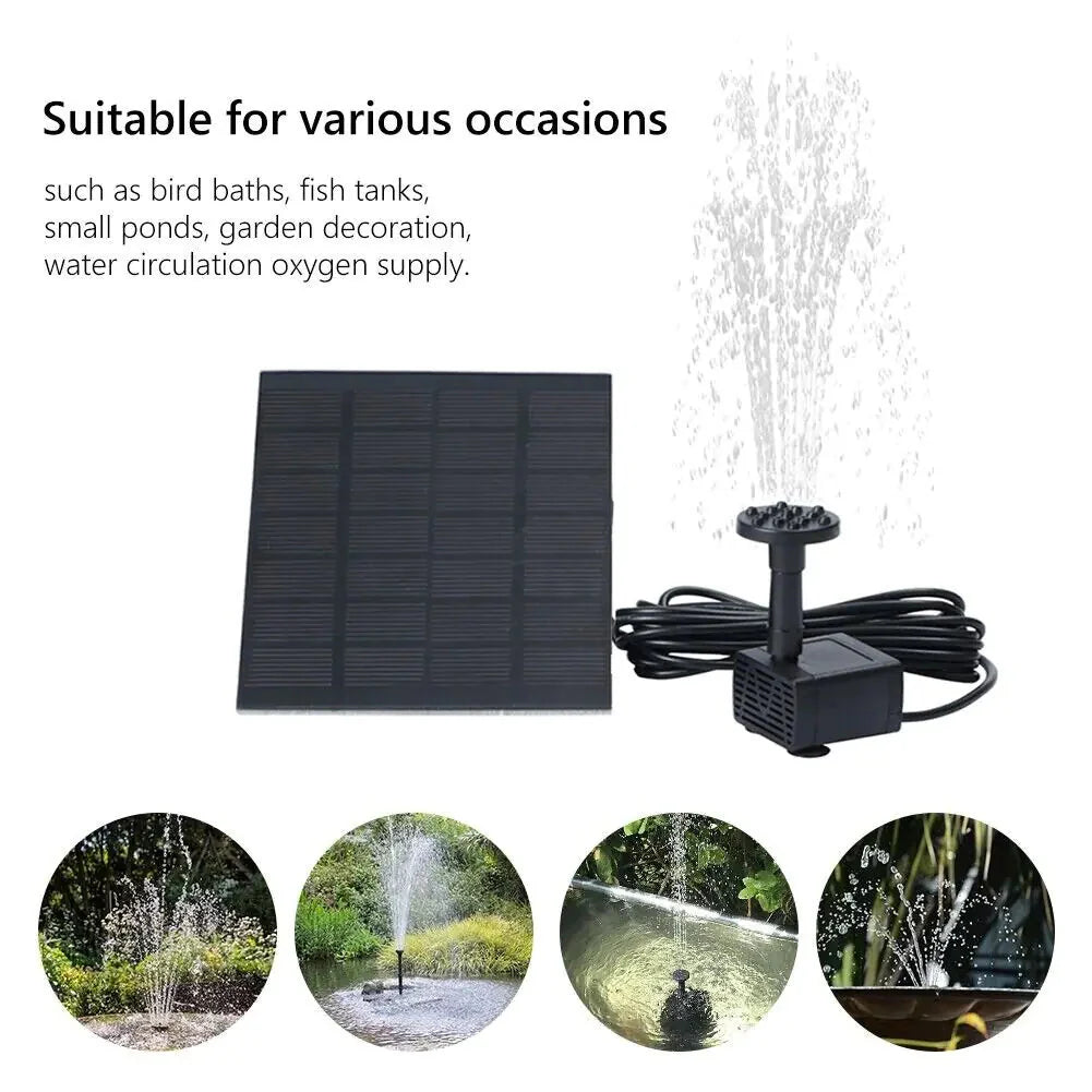 Solar Power Fountain Submersible Floating Water Pump Bird Bath Pond Garden Pool Anti Spier