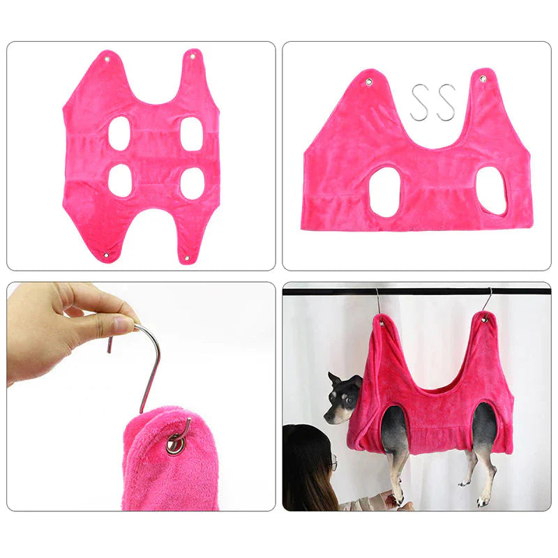Portable Pet Dog Cat Grooming Hanging Hammock Harness Breathable Groom Helper US Anti Spier