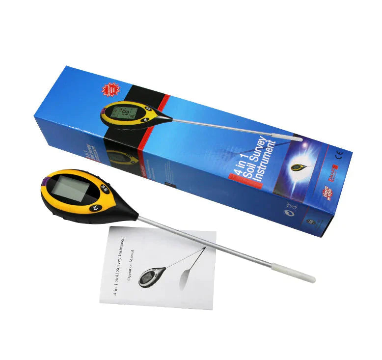 4 In 1 LCD Digital Soil Tester PH Water Moisture Temperature Sunlight Plant Test Anti Spier